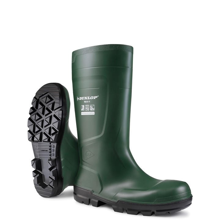 Dunlop Unisex Green Work-It Full Safety Wellington Size 10.5 (45)