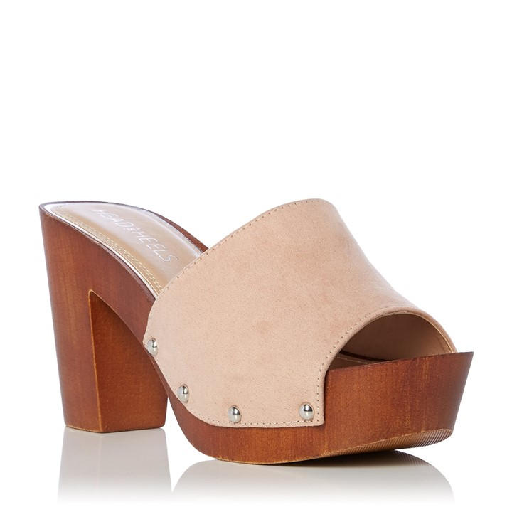 Dune London Women's Brown Janna Studded Block Heel Mules in Size 3, Sports Direct
