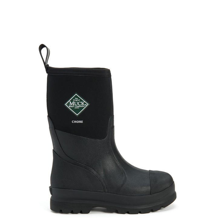 Muck Boots  Black Chore Classic Mid Patterned Wellington in Size 5, Sports Direct