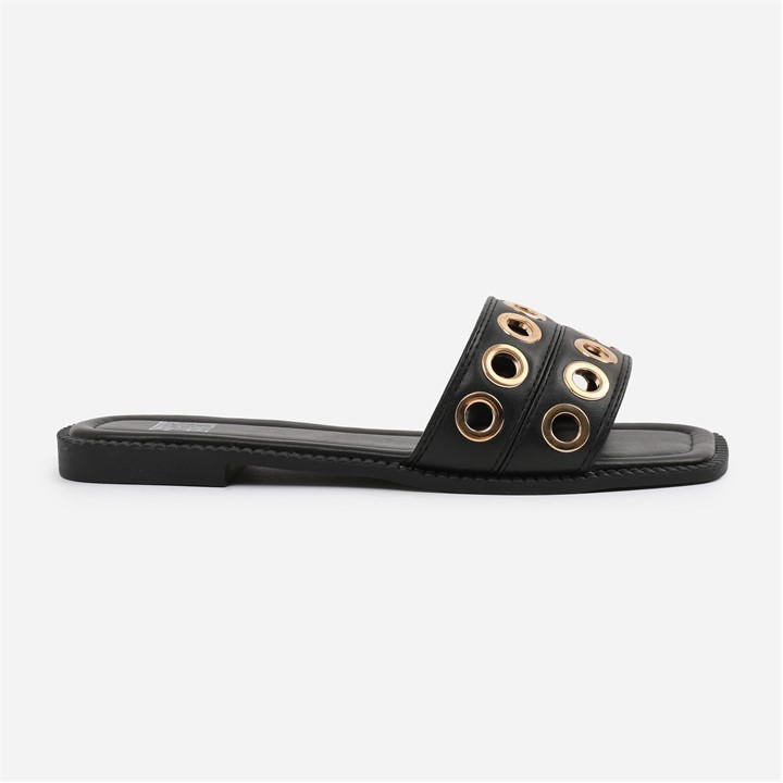Wheres That From Women's Black Pu Bonnie Flatform Sandal in Size 5, Sports Direct