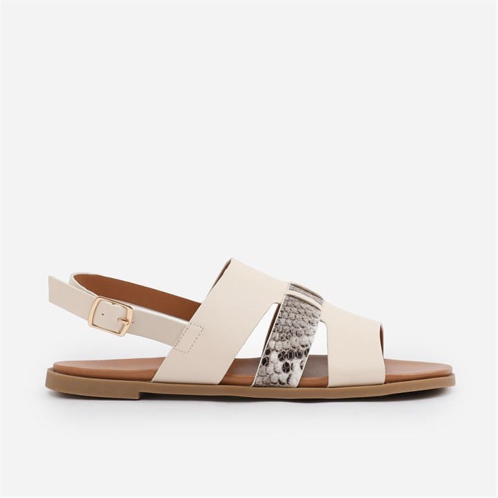 Wheres That From Women's Cream Pu Uma Flat Sandals Size 7