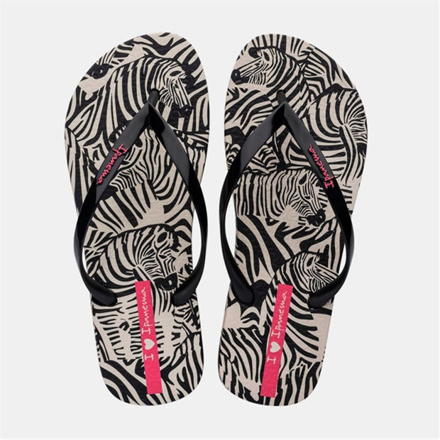 Beige Black - Ipanema - Animal Print VI Fem Flip Flops