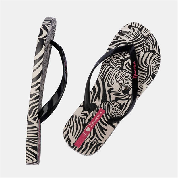 Beige Black - Ipanema - Animal Print VI Fem Flip Flops