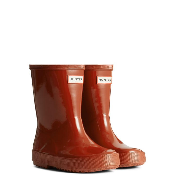 Hunter Girls Red Kids First (Gloss) Wellington in Size 5, Sports Direct