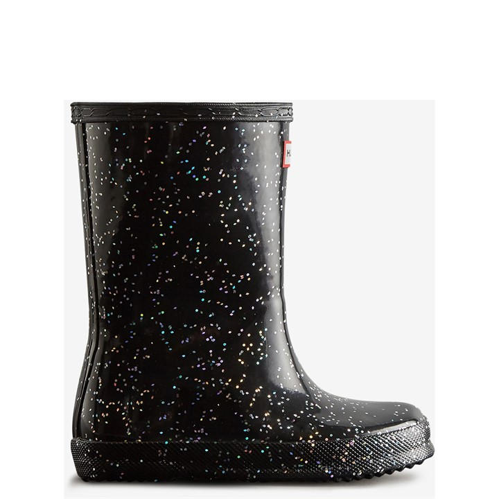 Hunter Girls Black Kids First Giant Glitter Wellington C10