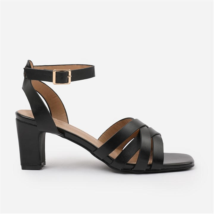 Wheres That From Women's Black Pu Caity Wide-Fit Triple Link-Chain Detail Sa in Size 6, Sports Direct