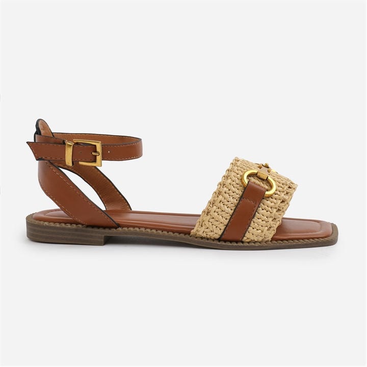 Wheres That From Women's Brown Wide-Fit Tan-Pu Catelyn Straw De in Size 8, Sports Direct