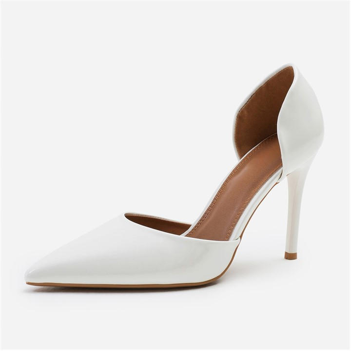 Wheres That From Women's Whitepatent Athens Pointed Toe Stiletto High Heels In White Pa in Size 6, Sports Direct
