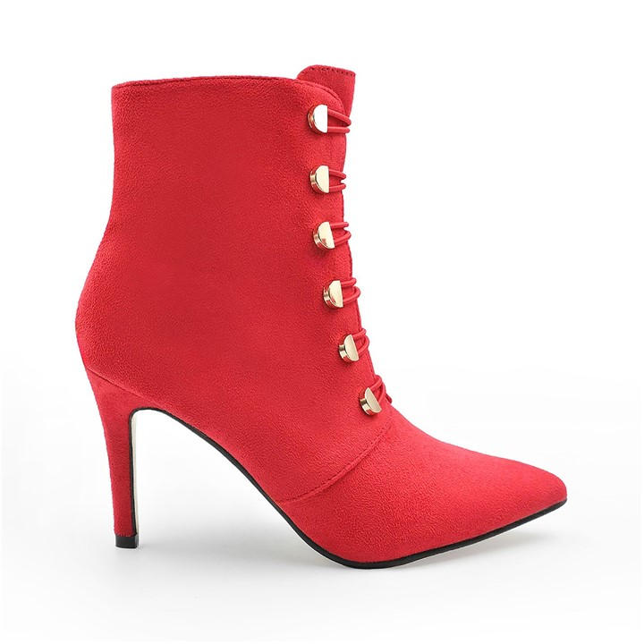 Wheres That From Women's Red Suede Blythe Pointed Toe Ankle Boots Size 7