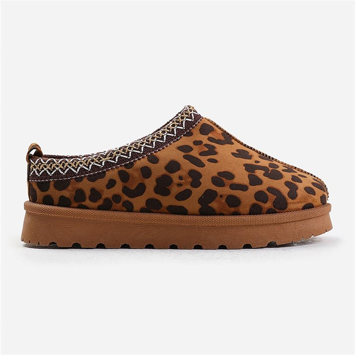 Wheres That From Women's Leopardsuede Pine Leopard Faux-Suede Fur Lining Slipper Boots Size 5