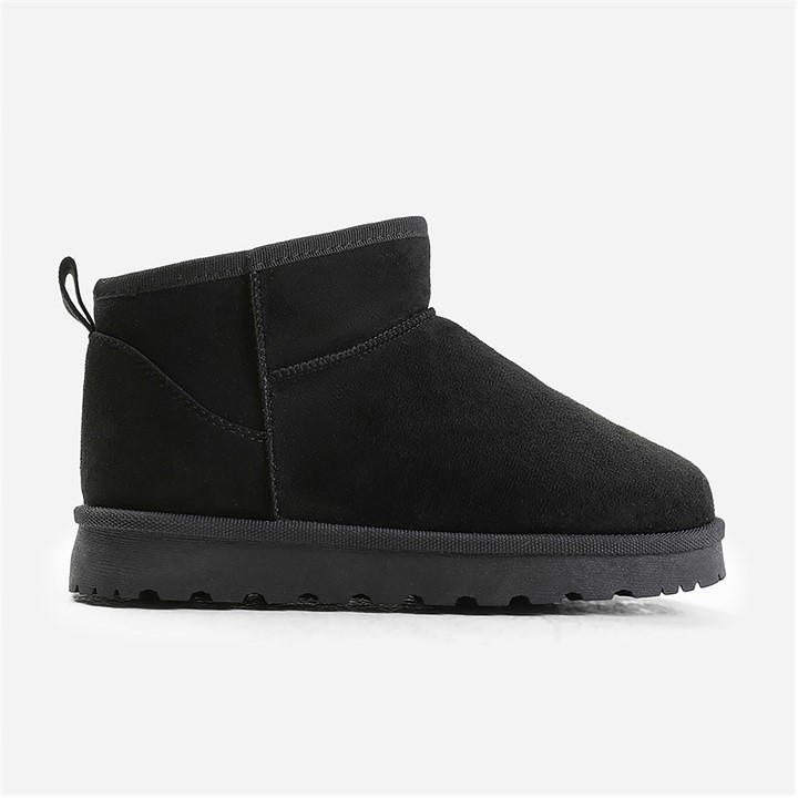 Wheres That From Women's Black Faux-Suede Maple Faux Fur Slipper Boots in Size 3, Sports Direct