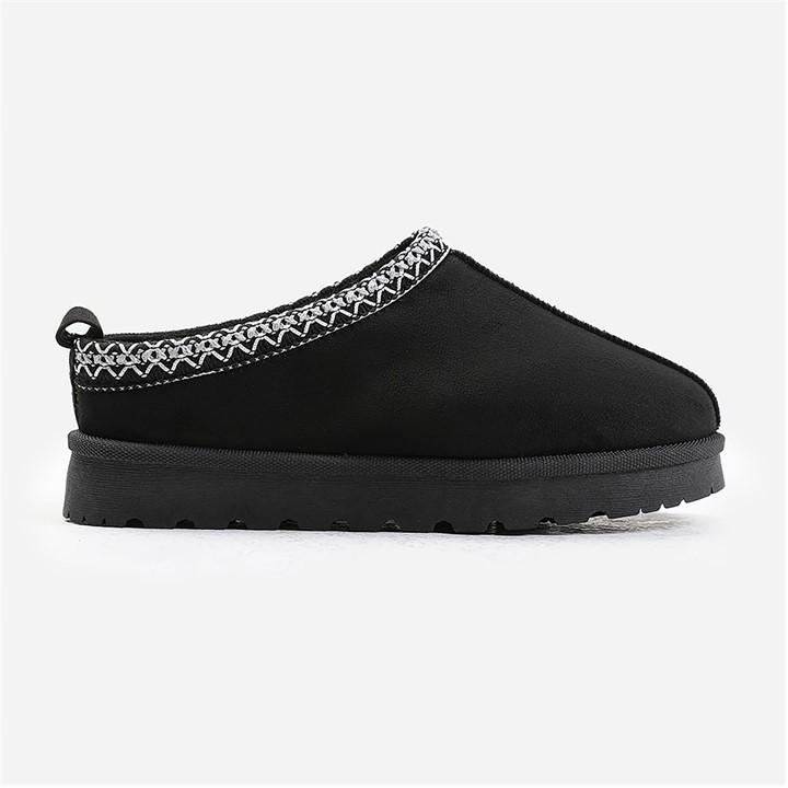 Wheres That From Women's Black Pine Faux-Suede Fur Lining Slipper Boots
