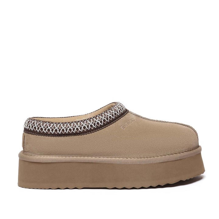 Everau Women's Beige Wonga Leather Slippers Size 6