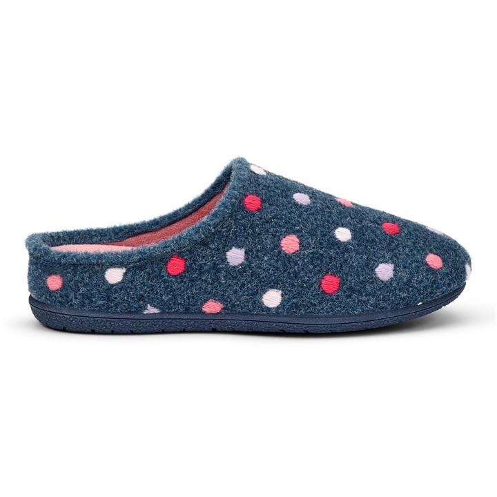 Hotter Women's Blue Dotty Slippers in Size 8, Sports Direct