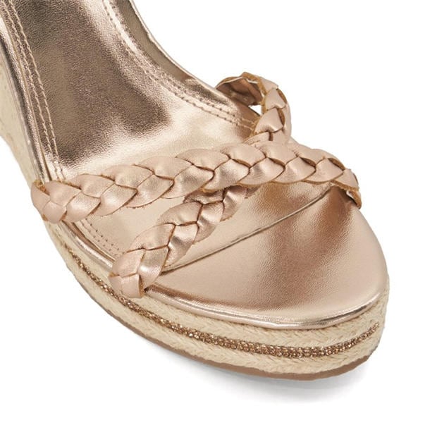 Rožinis auksas - Dune London - Khai Plait Detail Embellished Wedge Sandals
