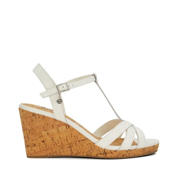 Biały - Dune London - Keep T-Bar Wedge Sandals