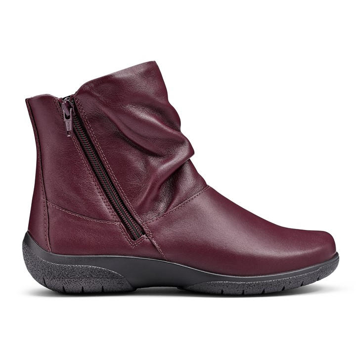 Hotter Women's Red Whisper Ankle Boots Wide Fit in Size 6, Sports Direct