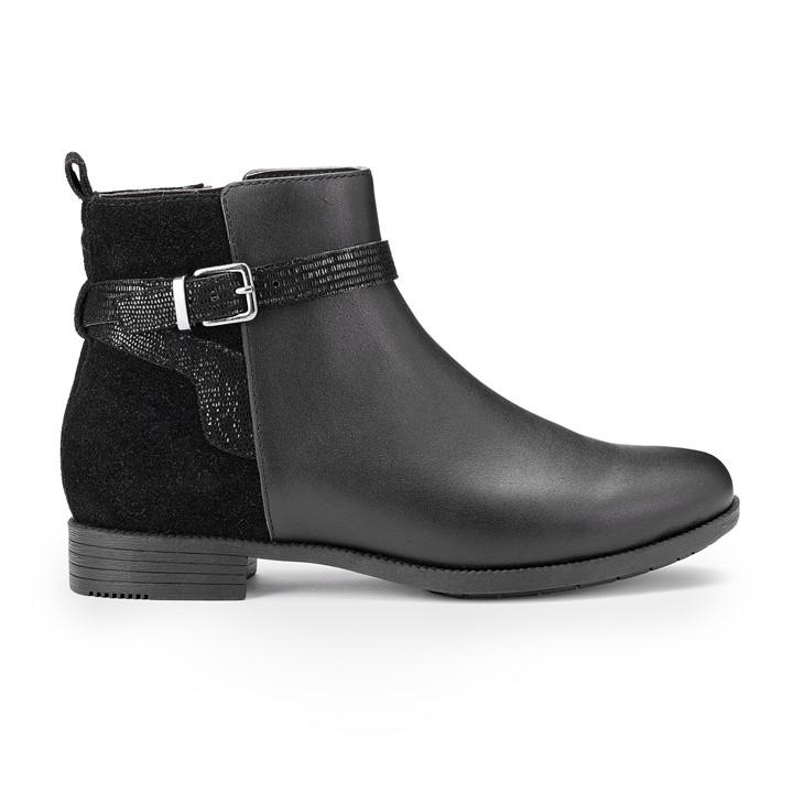 Hotter Women's Black-Lizard Haydock Ankle Boots Wide Fit in Size 4.5, Sports Direct