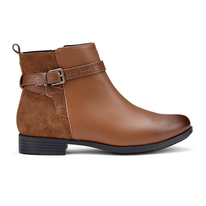 Hotter Women's Rich Tan-Croc Haydock Ankle Boots Standard Fit in Size 8, Sports Direct