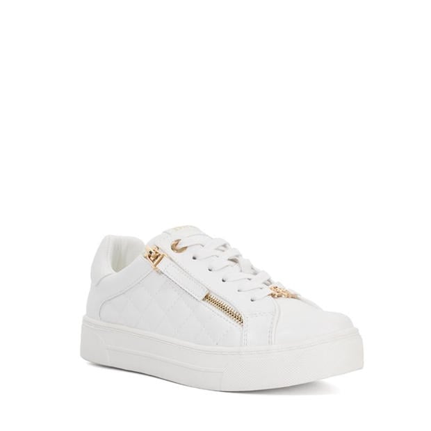 White - Dune London - Eisel Quilted Flatform Lace Up Trainers