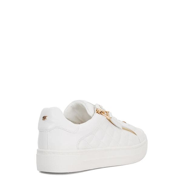 White - Dune London - Eisel Quilted Flatform Lace Up Trainers