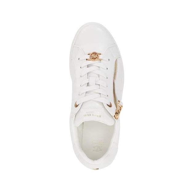 White - Dune London - Eisel Quilted Flatform Lace Up Trainers