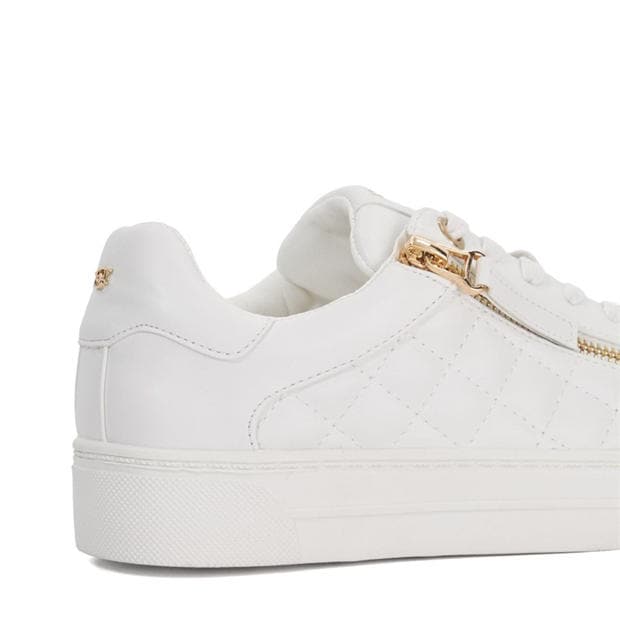 White - Dune London - Eisel Quilted Flatform Lace Up Trainers