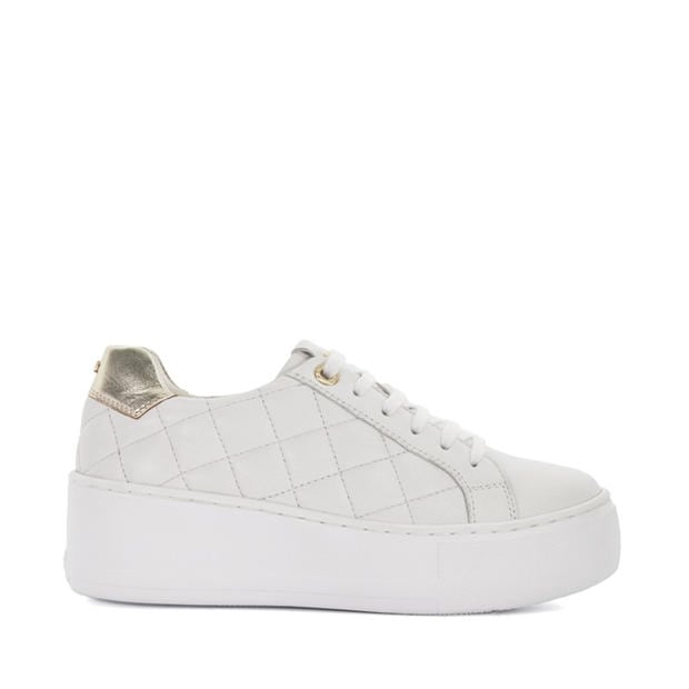 White - Dune London - Elizas Quilted Wedge Heel Trainers