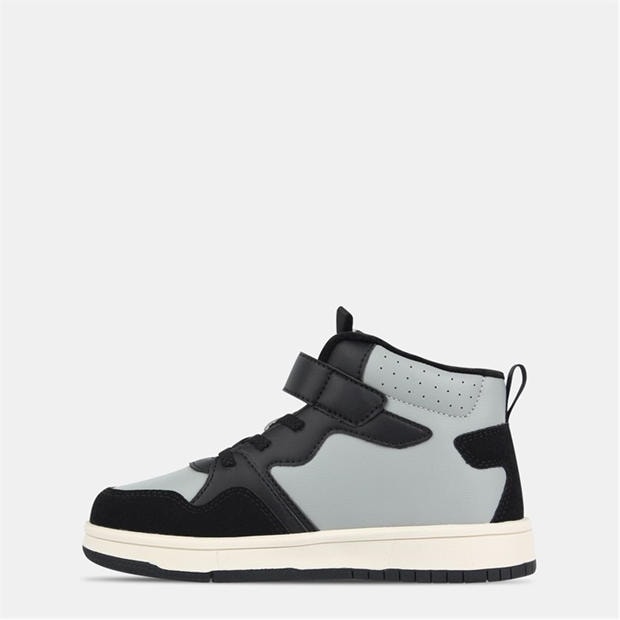 Black/Grey - Fabric - Kids' Bear Hook and Loop High-Top Trainers