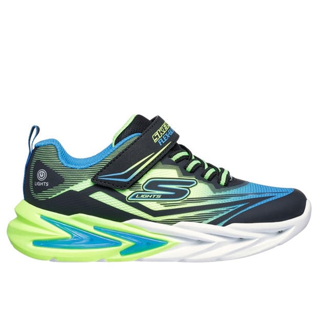 Černá/Modrá - Skechers - Lighted Gore & Strap Sneaker W Mids Light Up Trainers Boys