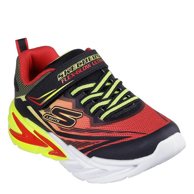 Černá/Červená - Skechers - Lighted Gore & Strap Sneaker W Mids Light Up Trainers Boys