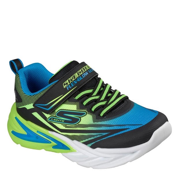Black/Blue - Skechers - Lighted Gore & Strap Sneaker W Mids Light Up Trainers Boys