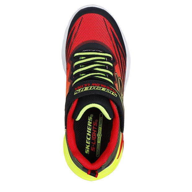 Black/Red - Skechers - Lighted Gore & Strap Sneaker W Mids Light Up Trainers Boys