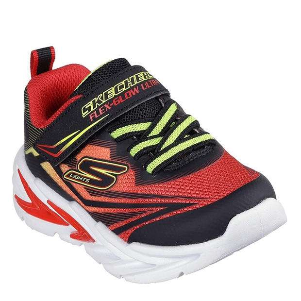 Raudona/Juoda - Skechers - Kids' Gore and Strap Light Up Trainers