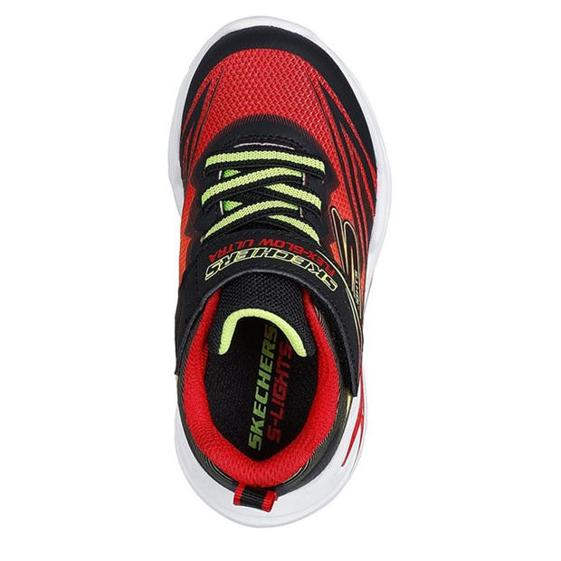 Raudona/Juoda - Skechers - Kids' Gore and Strap Light Up Trainers