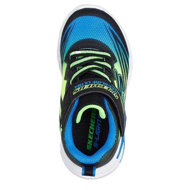 Black/Blue - Skechers - Kids' Gore and Strap Light Up Trainers