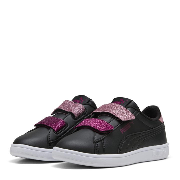 Puma Girls Black Smash 3.0 Velcro Trainers  in Size 2, Sports Direct