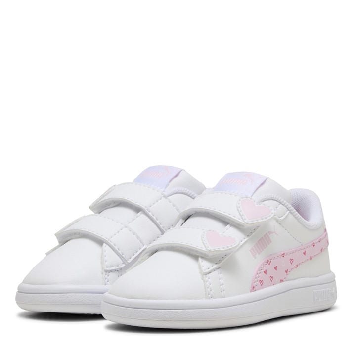 Puma Girls White Smash 3.0 Glitter Velcro Trainers  in Size C9, Sports Direct