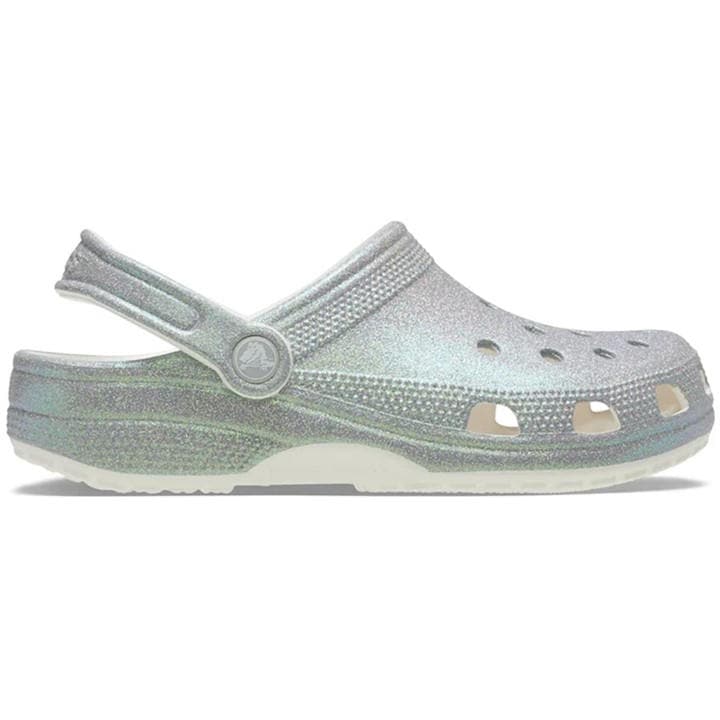 Crocs  Kids White ' Classic Glitter Clogs in Size C9, Sports Direct