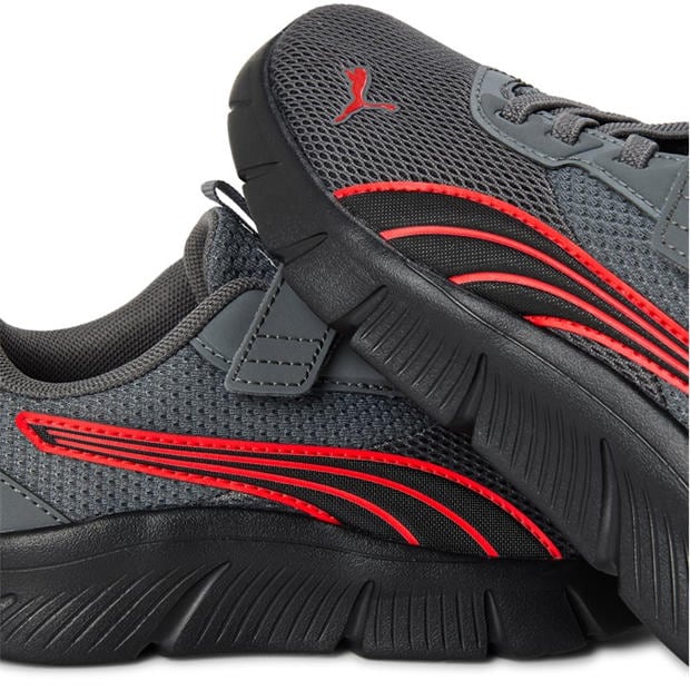 Grey/Red - Puma - FlexFocus Modern Running Shoes Childrens