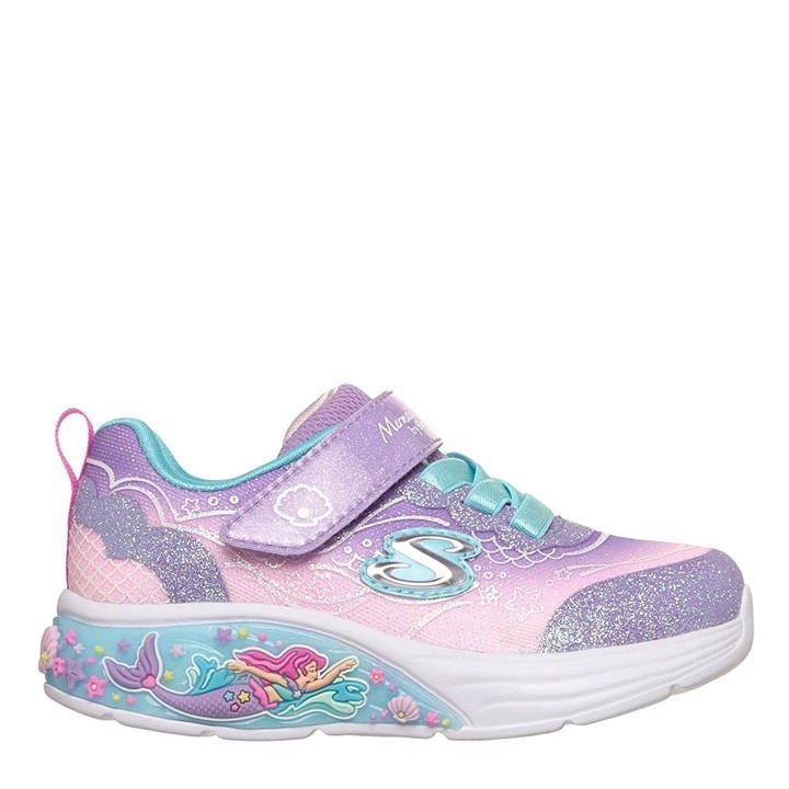 Skechers Girls Purple Kids' Leather Light Up Trainers in Size C7, Sports Direct