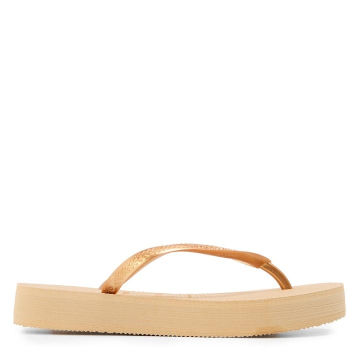 Havaianas Girls  Kids' Slim Flatform Golden Flip Flops in Size 1.5, Sports Direct