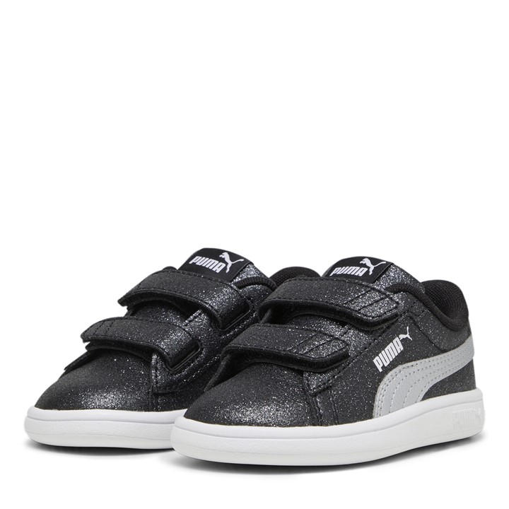 Puma Girls Black Smash 3.0 Glitz Glam V Infant Trainers in Size C7, Sports Direct