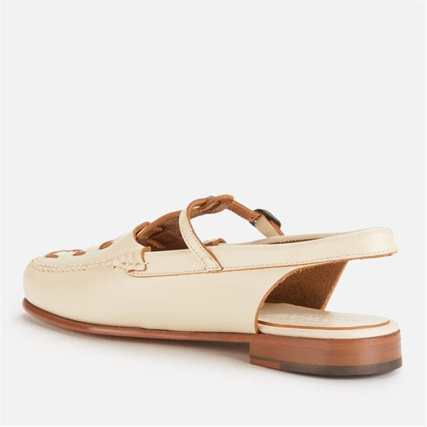 Cream - Hereu - Roqueta Leather T-Bar Sling Back Flats