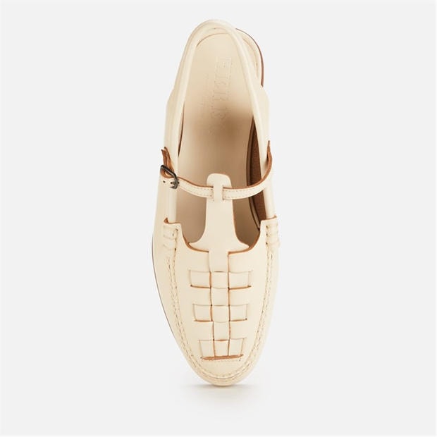 Cream - Hereu - Roqueta Leather T-Bar Sling Back Flats