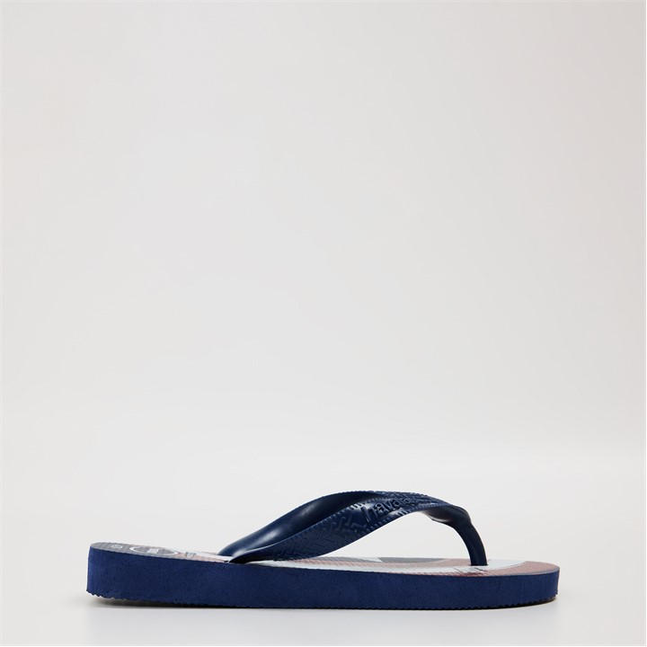 Havaianas  Kids Blue ' Top Marvel Logomania Flip Flops in Size C10.5, Sports Direct