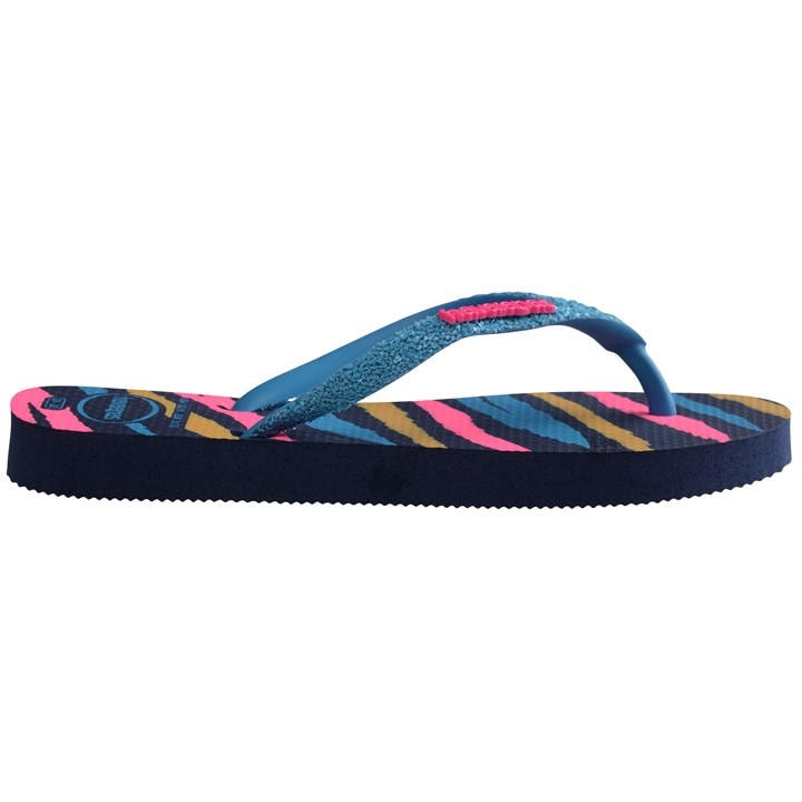 Havaianas  Kids Blue Slim Glitter Pink Flip Flops in Size C10.5, Sports Direct