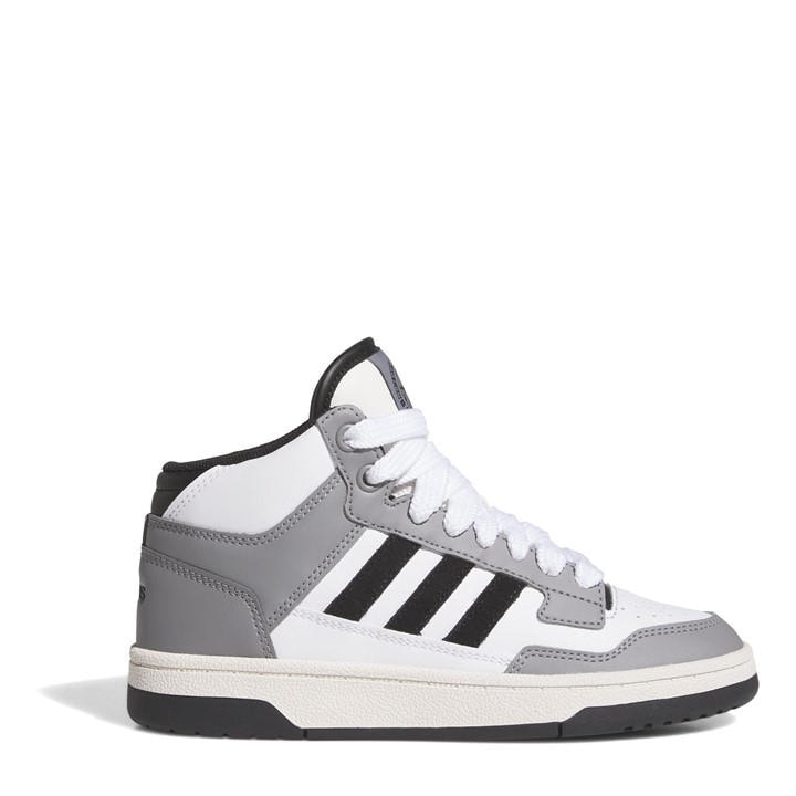 Adidas Boys White Rapid Court Mid Trainers  in Size 5.5, Sports Direct