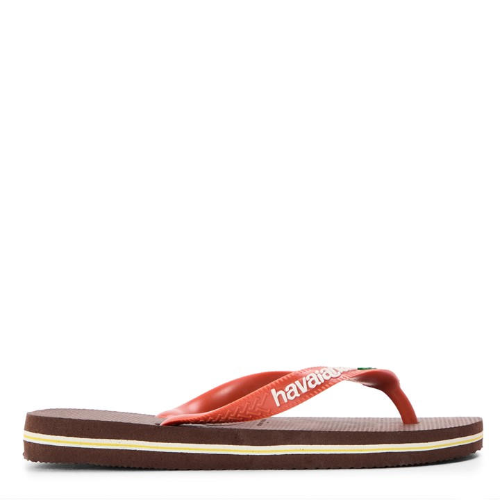 Havaianas  Kids Brown Brasil Logo Dark /Ceramic Flip Flops in Size 1.5, Sports Direct