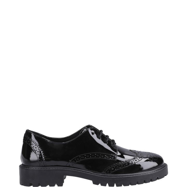 Hush Puppies Girls Black Athena Patent Jnr in Size C10, Sports Direct